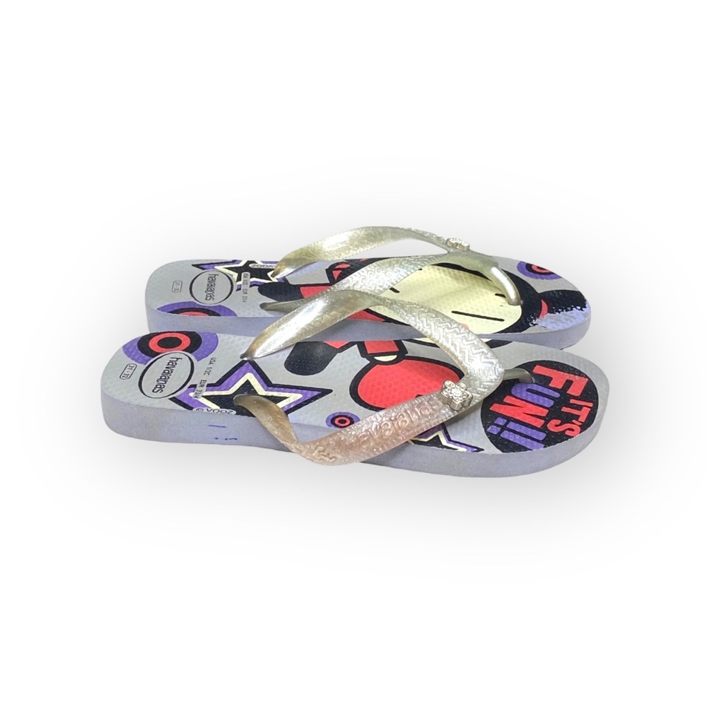 Havaianas x VOOZ ☼ Thong Flip Flop Sandals ☼ Decorative Crystalized Studs ☼ Grey - Picture 4 of 16